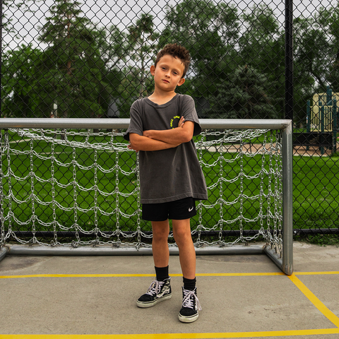 Faded 'Round Ball' Youth Tee - Charcoal