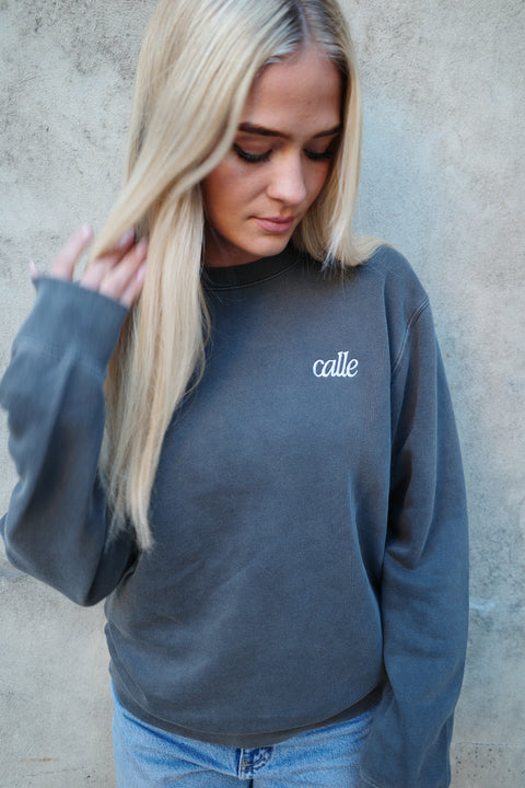 Embroidered Crew - Charcoal