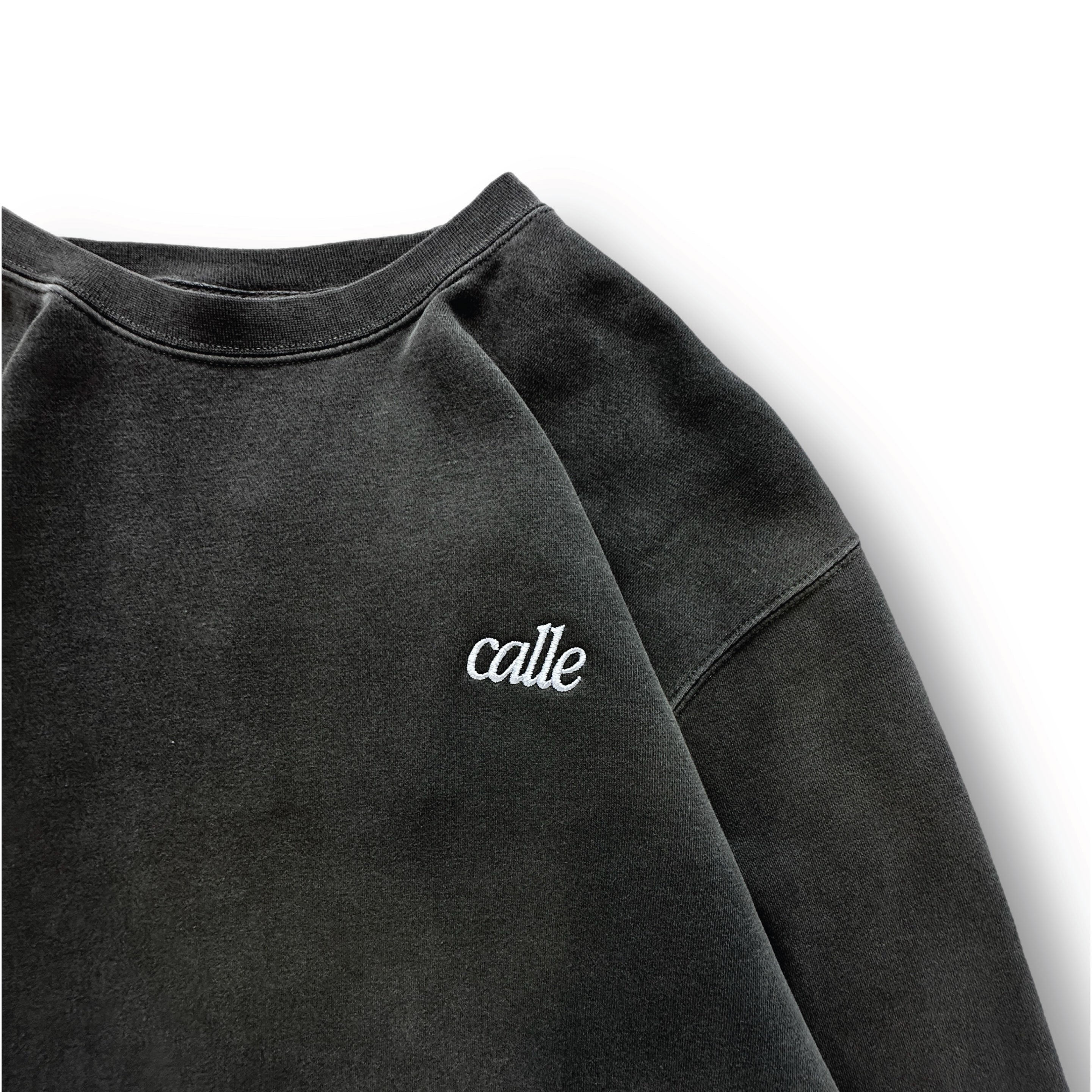 Faded Embroidered Calle Crew - Charcoal