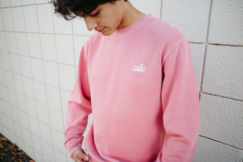 Faded Embroidered Calle Crew - Pink