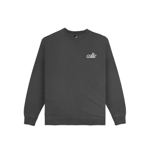 Faded Embroidered Calle Crew - Charcoal