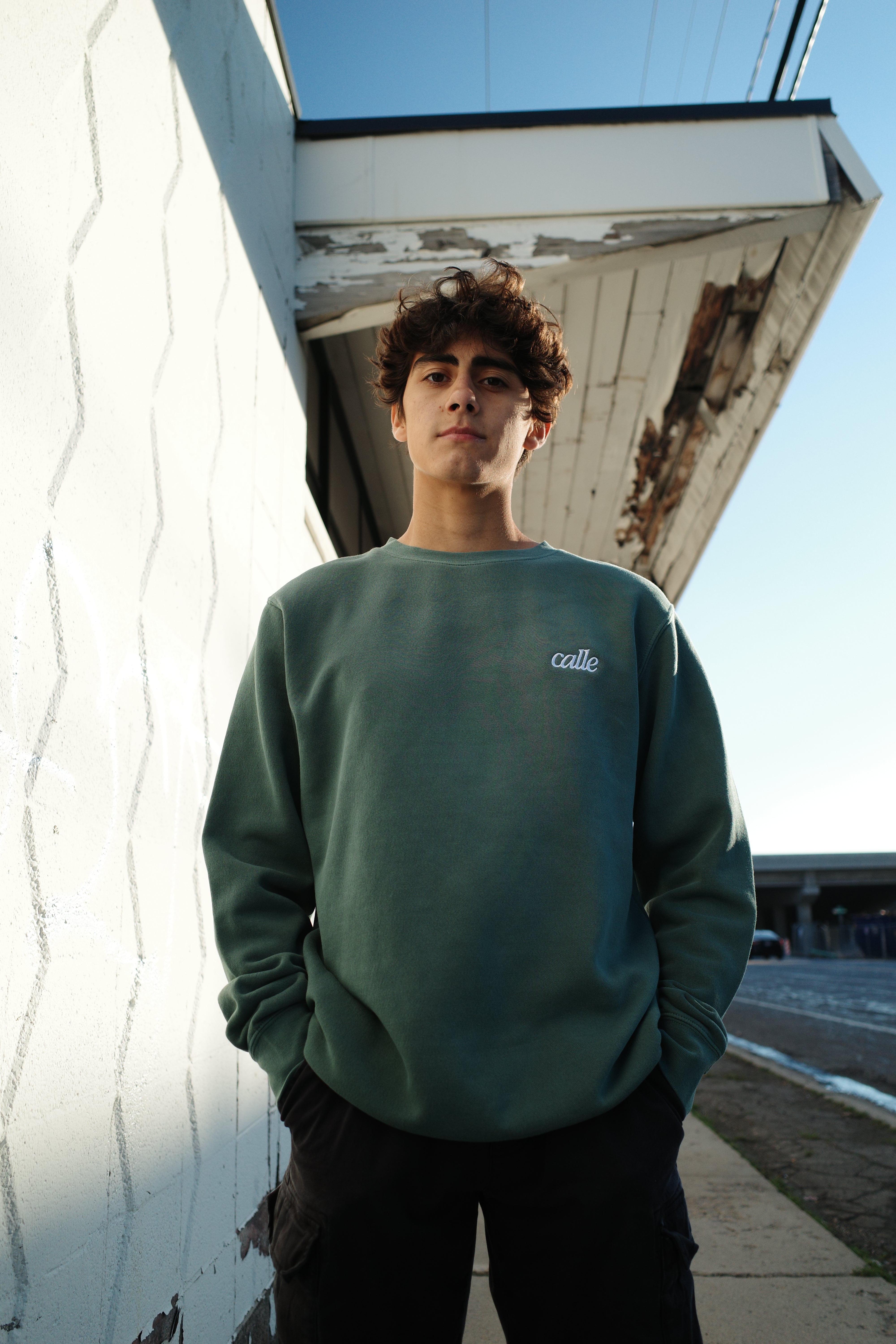 Faded Embroidered Calle Crew - Green
