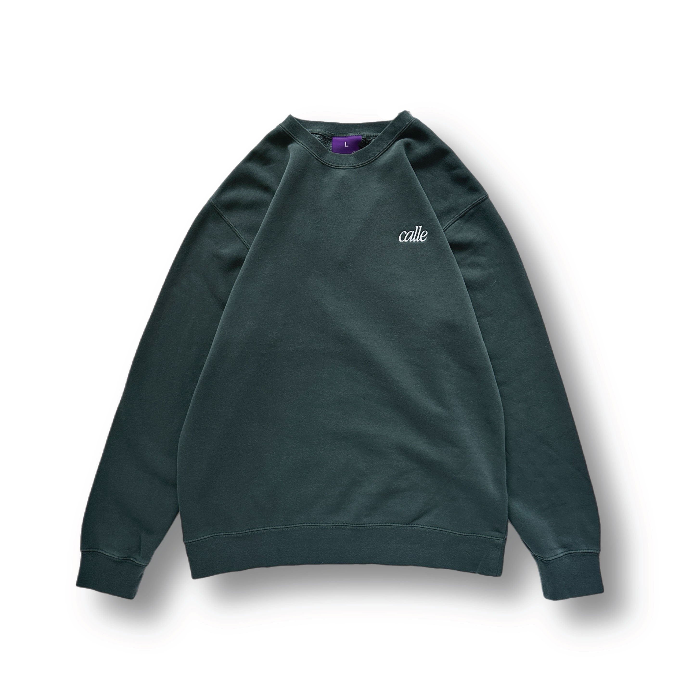 Faded Embroidered Calle Crew - Green